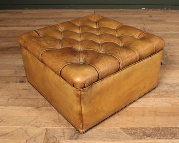 English Leather Ottoman