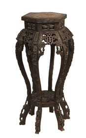 Asian Pedestal With Marble Top