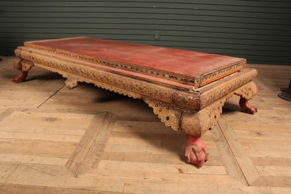 Burmese Low Table, See carved hands