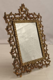 Table Top Gilt Mirror, Reticulated Bronze
