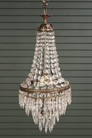 Regency Style Crystal & Brass Chandelier