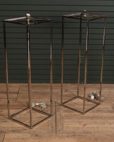 Pair Post Modern Chrome Floor Lamps