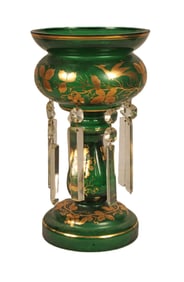 Victorian Green Glass Lustre