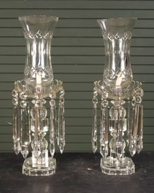 Pair Glass Girandole Lamps