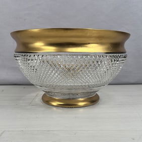 Brilliant Cut Glass Bowl With Gold Rim