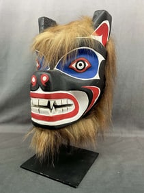 Pacific Northwest Carved Wood Bear Mask, Wesley