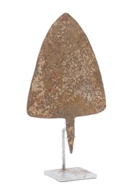 Tribal African, Forged Iron Hoe Currency On Stand