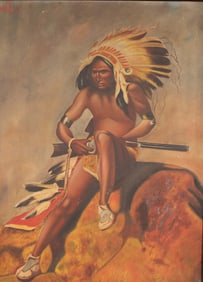 After De Cost Smith, Indian Warrior, Folk Art