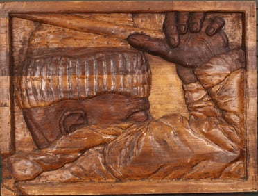 Relief Carved Wood Vignette Panel