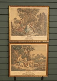 Two French Etchings, Idyllic Pastoral Scenes