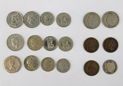 Vintage Foreign and Early 20th C US coins