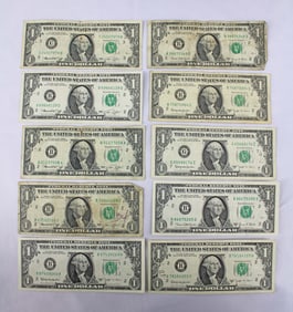 (10) Misc. One Dollar Bills