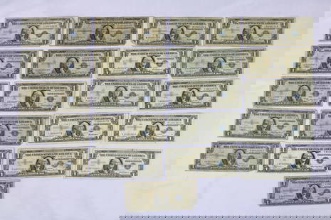 21 Blue Seal 1 Dollar Silver Certificate Banknotes: 21 Blue Seal 1 Dollar Silver Certificate Banknotes. Collected with purpose. From a private NJ estate.