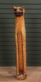 Carved Wood Elongated Cheetah