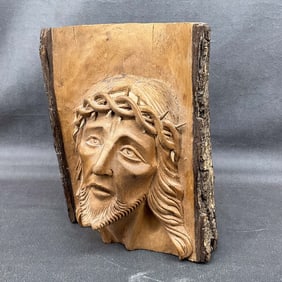 Carved Wood Jesus Portrait