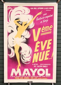 Mayol Eve Nue, French Cabaret Poster, Karcher, 62"