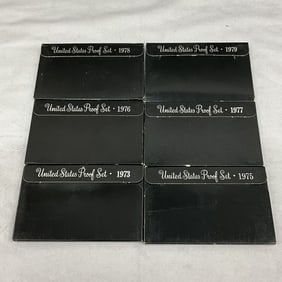 1970's U.S. Coin Currency Coin Proof Sets, 6 each