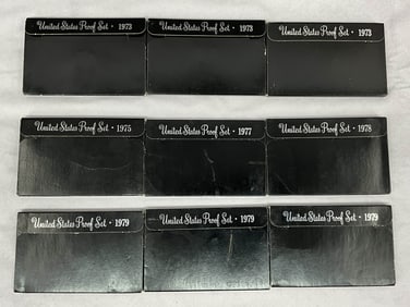 Group 1970's U.S. Coin Currency Proof Sets, 9 each