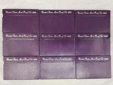Mixed 1990's U.S. Coin Currency Proof Sets, 9