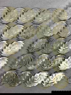 1964 JFK U.S. Coin Currency Half Dollars, 20: 1964 John F. Kennedy Silver half dollars, one roll, 20 coins.