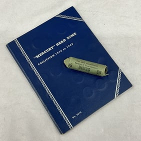 U.S. Coin Currency. Mercury Dimes, 1 Roll & 1 Book