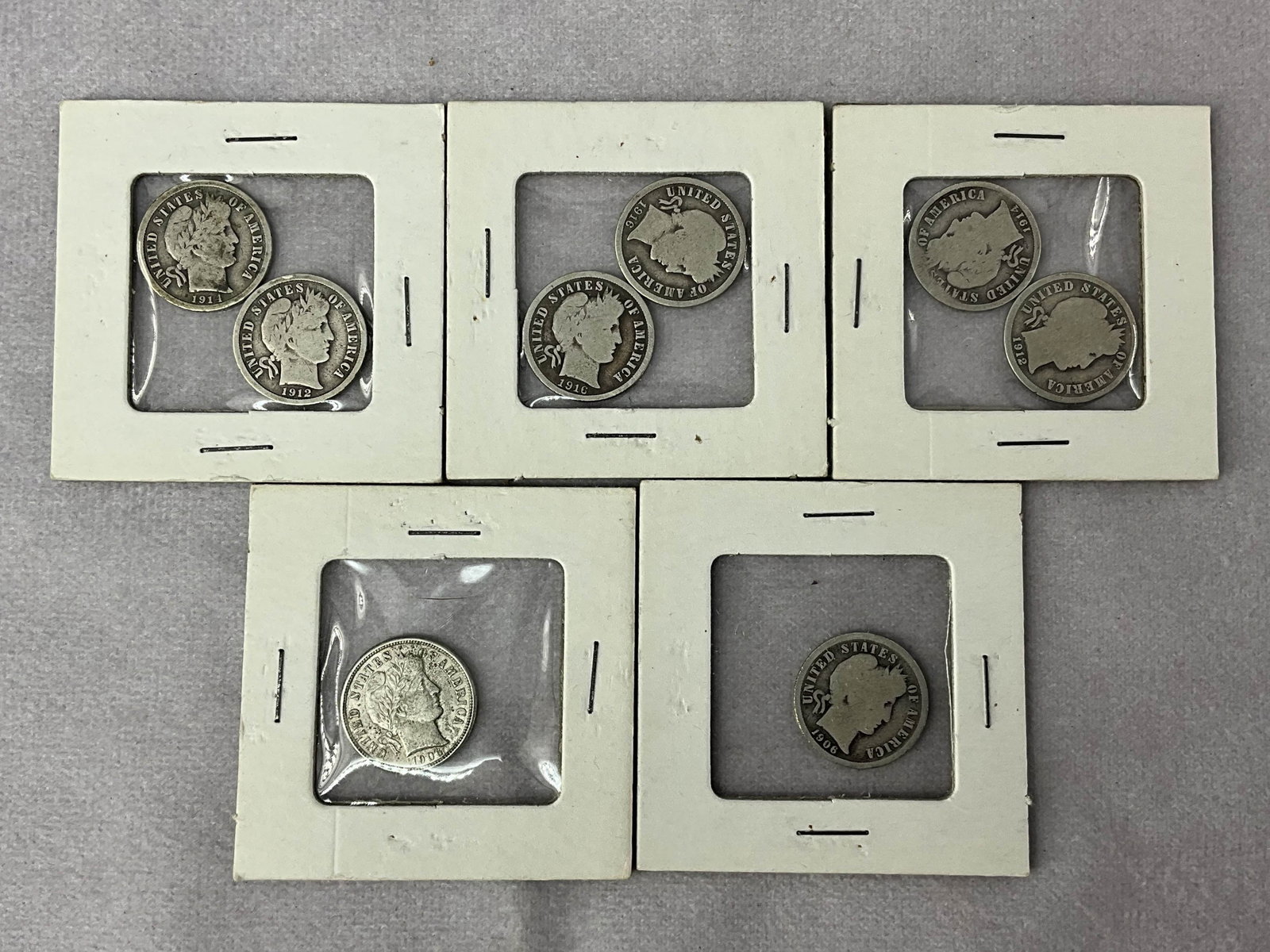 8 Mercury Dimes, U.S. Coin Currency: 8 Mercury dimes, 1906, 1906, 1910, 1910,1911, 1912, 1912, 1914.