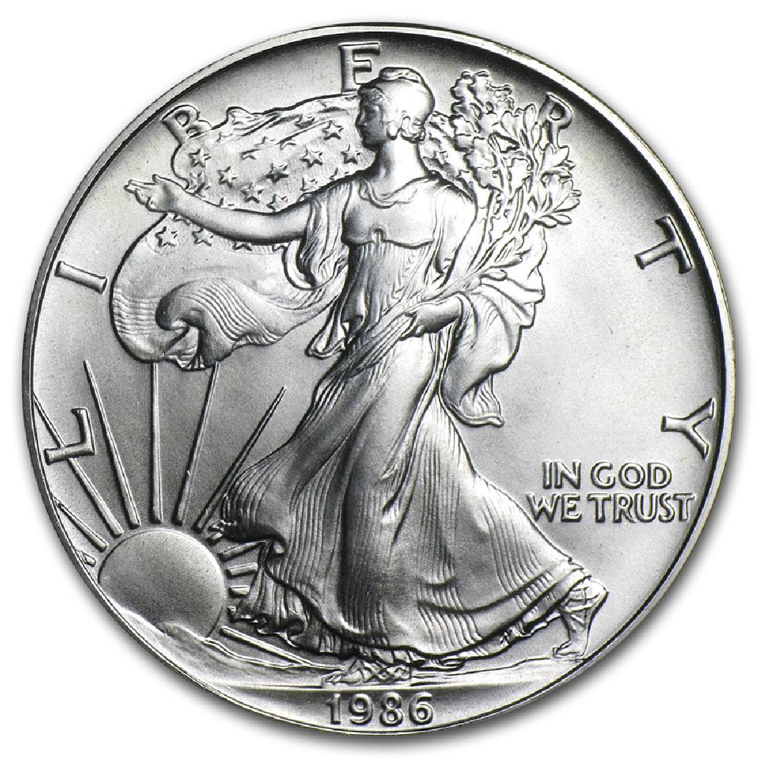 1986 1 oz American Eagle Silver Coin: One 1986 1 oz American Eagle Silver Coin.