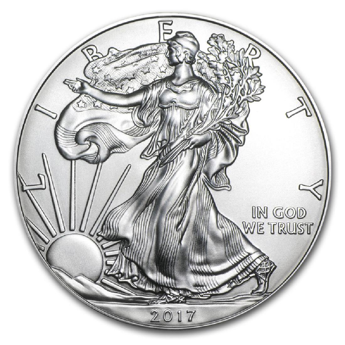 2017 1 oz American Eagle Silver Coin: One 2017 1 oz American Eagle Silver Coin.