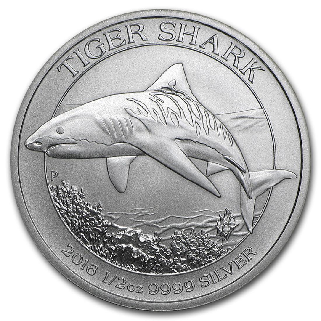 2016 Australia Tiger Shark 1/2 oz Silver Coin: One 2016 Australia Tiger Shark 1/2 oz Silver Coin.