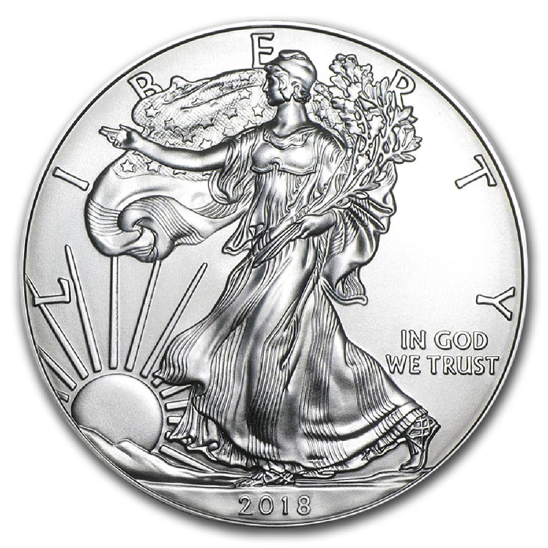 2018 1 oz American Eagle Silver Coin: One 2018 1 oz American Eagle Silver Coin.