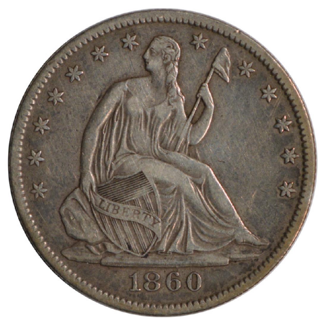 1860-O Seated Liberty Half Dollar Coin: One 1860-O Seated Liberty Half Dollar Coin.