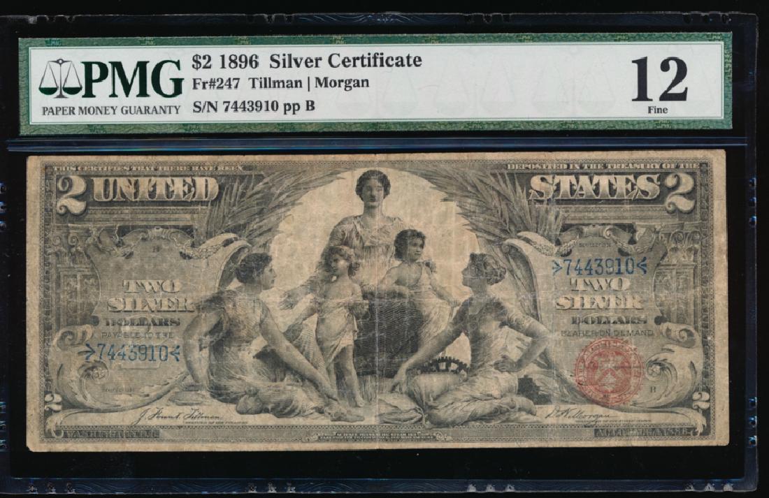 1896 $2 Silver Certificate PMG 12: One 1896 $2 Silver Certificate PMG 12.