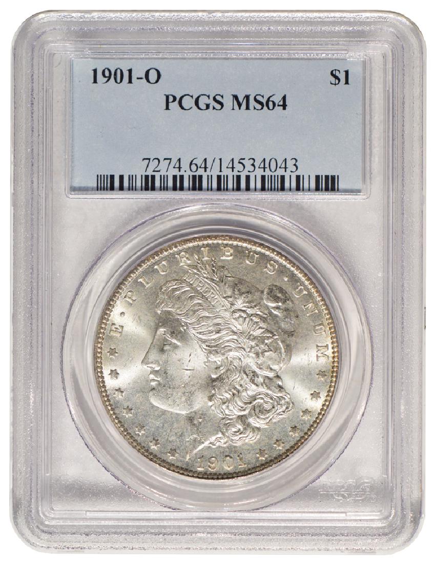 1901-O $1 Morgan Silver Dollar Coin PCGS MS64: One 1901-O $1 Morgan Silver Dollar Coin PCGS MS64.
