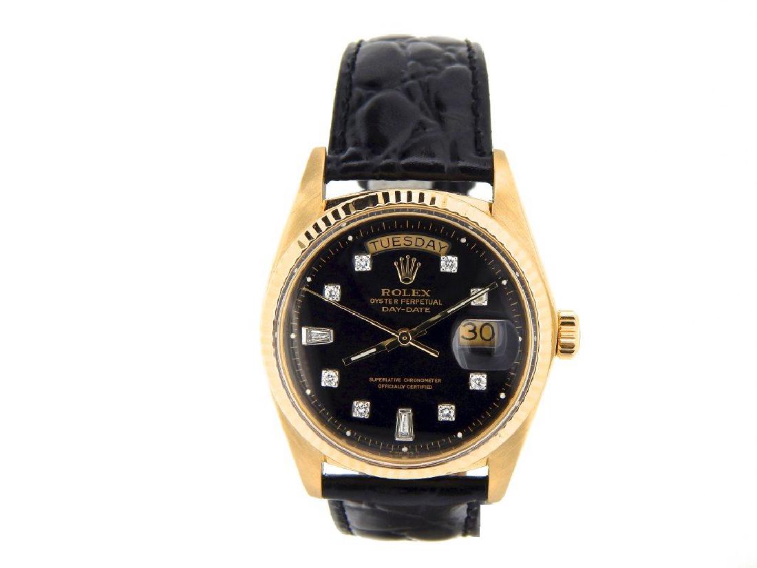 Rolex President 18KT Yellow Gold Day Date Mens: One Rolex President 18KT Yellow Gold Day Date Mens Wristwatch. Model number 1803. Case 36mm. Acrylic Crystal. Excellent Condition. Rolex officially certified chronometer self-winding automatic movemen
