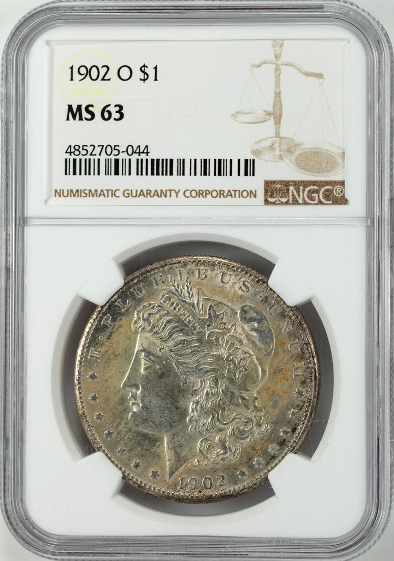1902-O $1 Morgan Silver Dollar Coin NGC MS63: One 1902-O $1 Morgan Silver Dollar Coin NGC MS63.