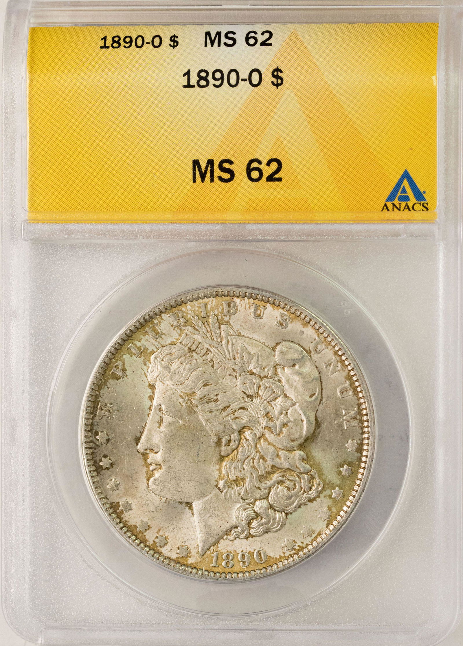 1890-O $1 Morgan Silver Dollar Coin ANACS MS62: One 1890-O $1 Morgan Silver Dollar Coin ANACS MS62.