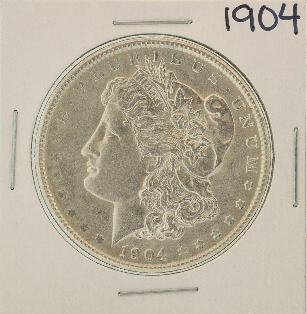 1904 $1 Morgan Silver Dollar Coin: One 1904 $1 Morgan Silver Dollar Coin.