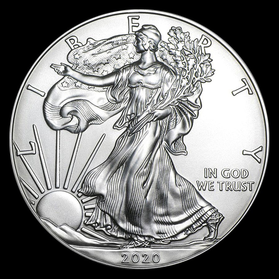 2020 1 oz American Eagle Silver Coin: One 2020 1 oz American Eagle Silver Coin.