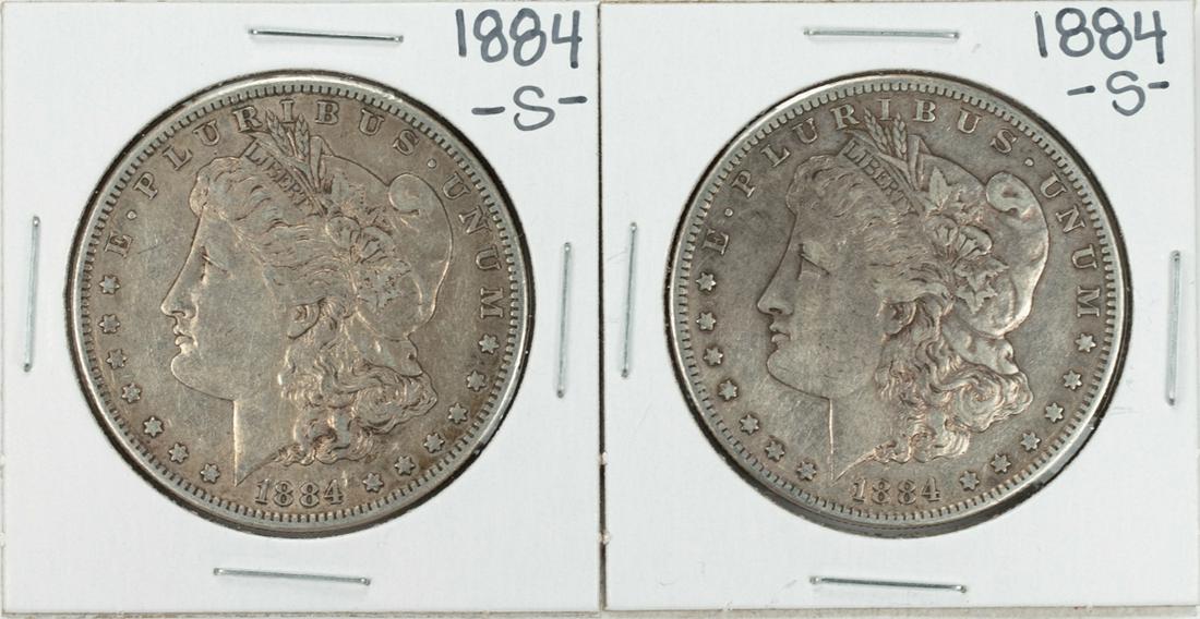 Lot of (2) 1884-S $1 Morgan Silver Dollar Coins: One Lot of (2) 1884-S $1 Morgan Silver Dollar Coins.
