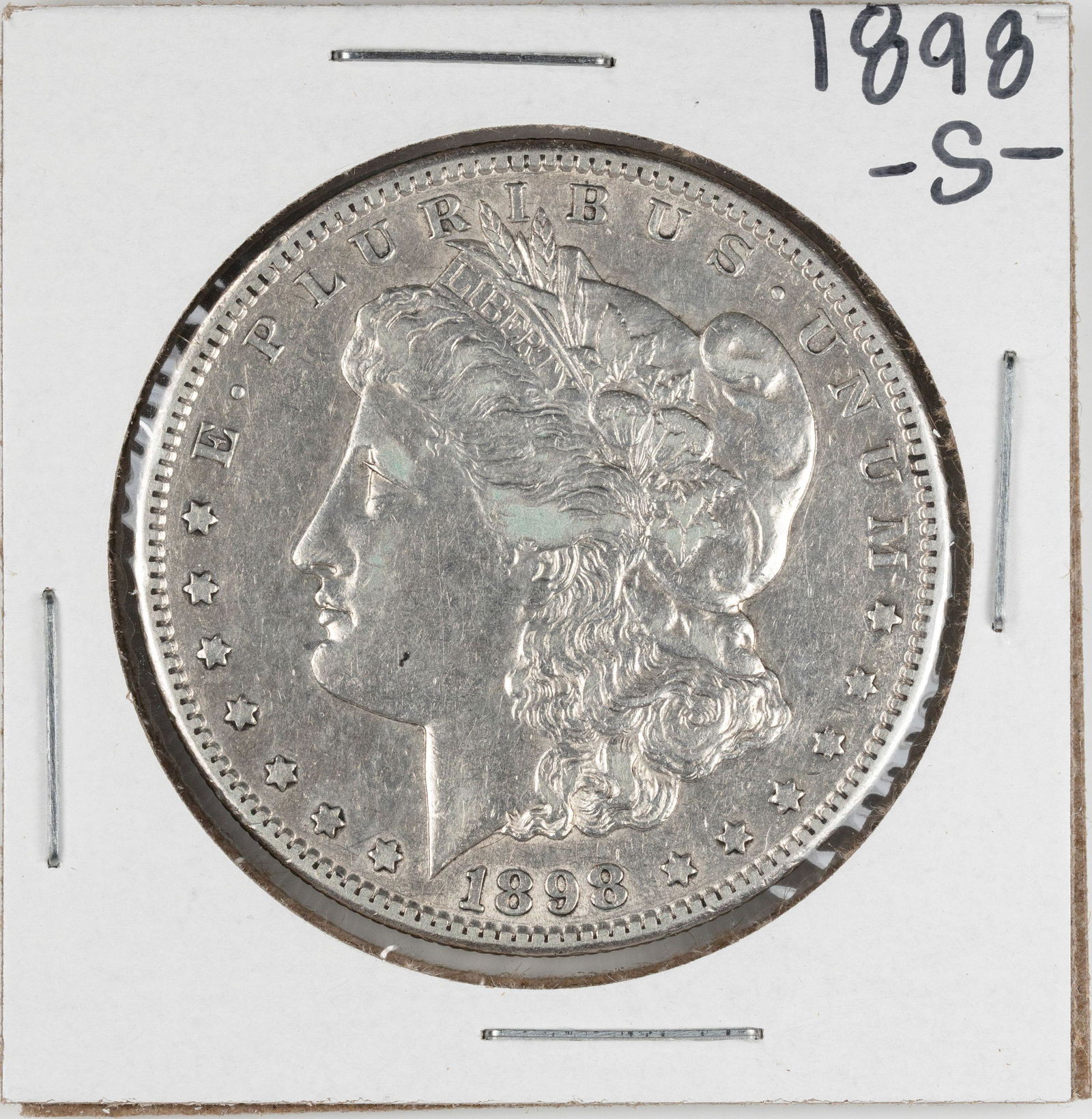 1898-S $1 Morgan Silver Dollar Coin: One 1898-S $1 Morgan Silver Dollar Coin.