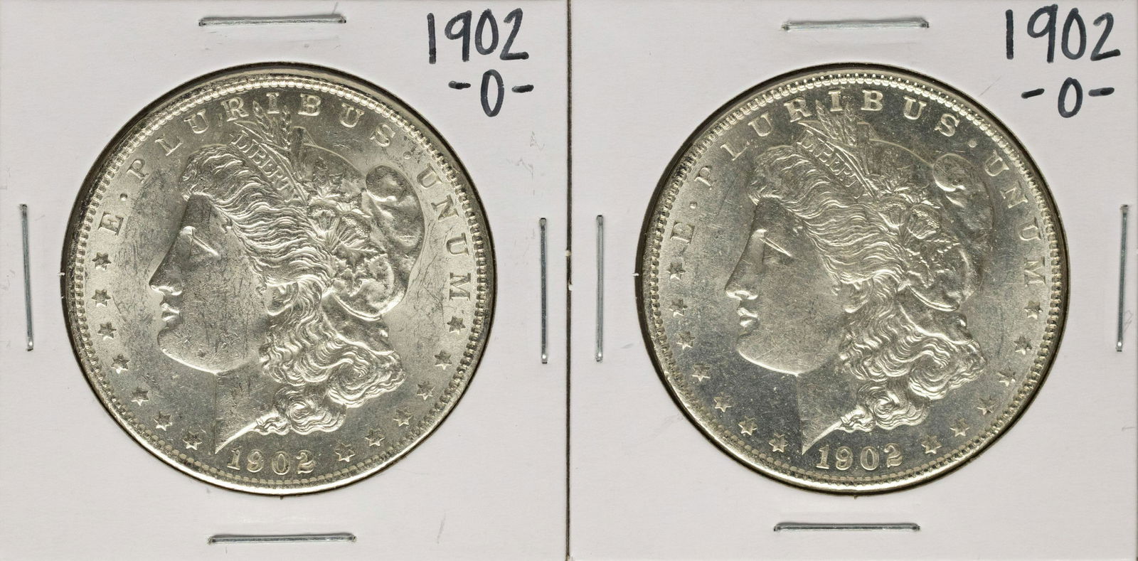 Lot of (2) 1902-O $1 Morgan Silver Dollar Coins: One Lot of (2) 1902-O $1 Morgan Silver Dollar Coins.