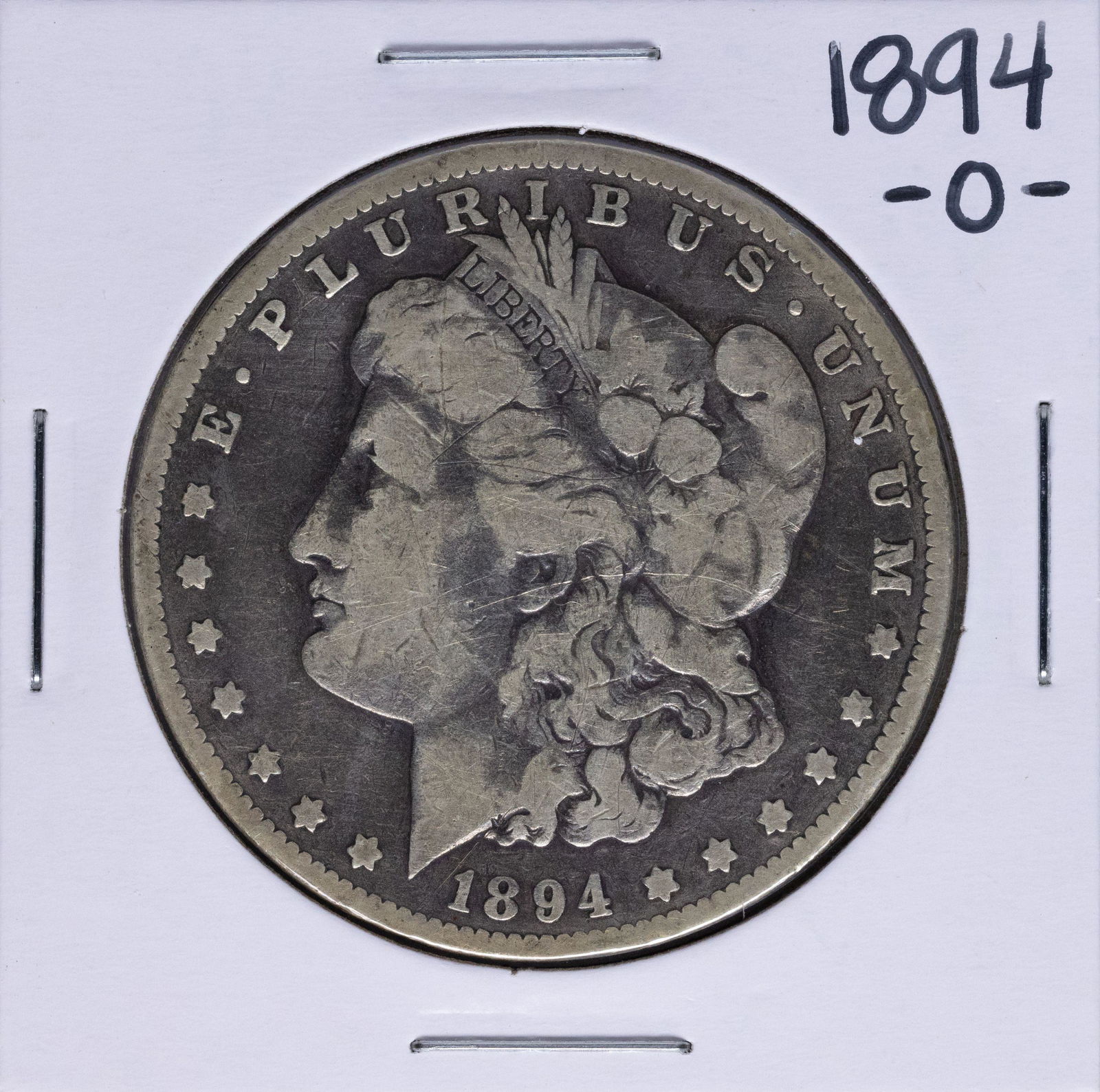 1894-O $1 Morgan Silver Dollar Coin: One 1894-O $1 Morgan Silver Dollar Coin.