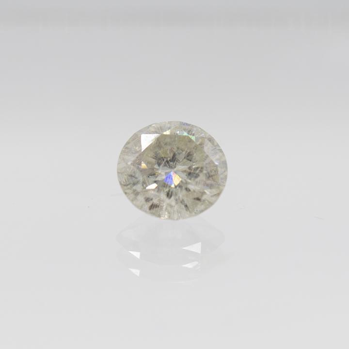 Lab Created 3.42ct VVS1 Round Cut Diamond Solitaire: Sparkling 3.42 Ct. VVS1 Round Cut Diamond Solitaire. Lab Created 10 mm. Color is approx. white I-J. These created diamonds are near flawless and will test positive for a diamond on any diamond tester.