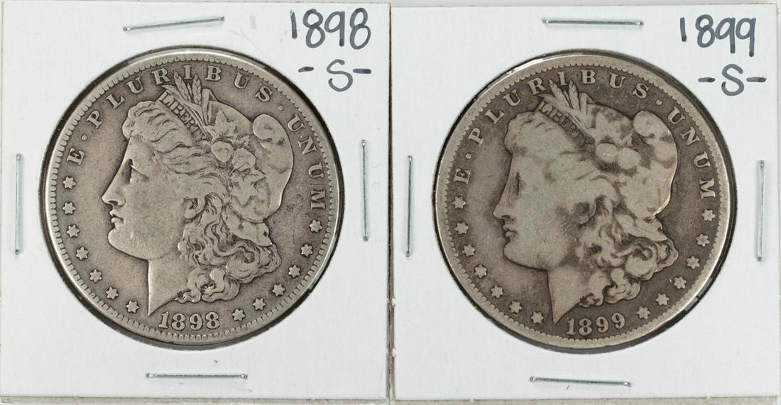 Lot of 1898-S to 1899-S $1 Morgan Silver Dollar Coins: One Lot of 1898-S to 1899-S $1 Morgan Silver Dollar Coins.
