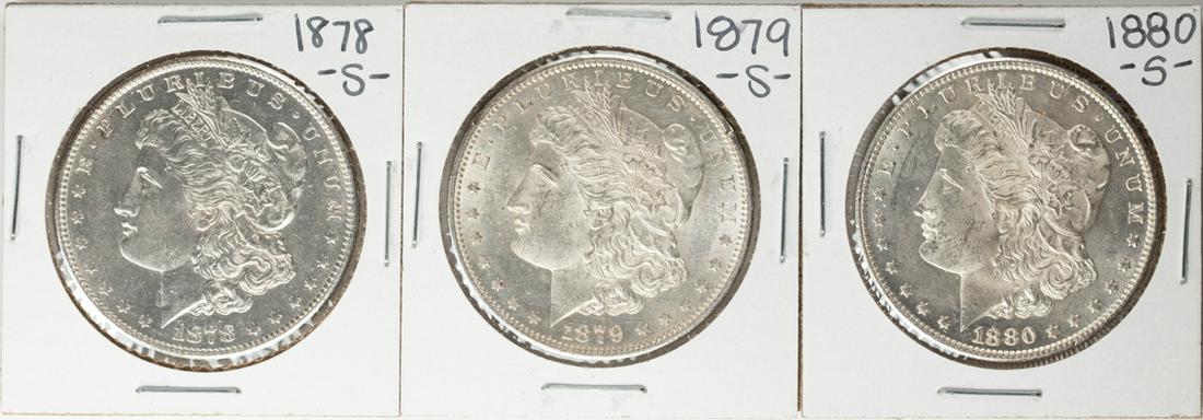 Lot of 1878-S to 1880-S $1 Morgan Silver Dollar Coins: One Lot of 1878-S to 1880-S $1 Morgan Silver Dollar Coins.