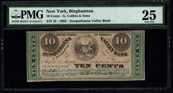 1862 Ten Cent Binghamton Fractional Note PMG 25: One 1862 Ten Cent Binghamton Fractional Note PMG 25.