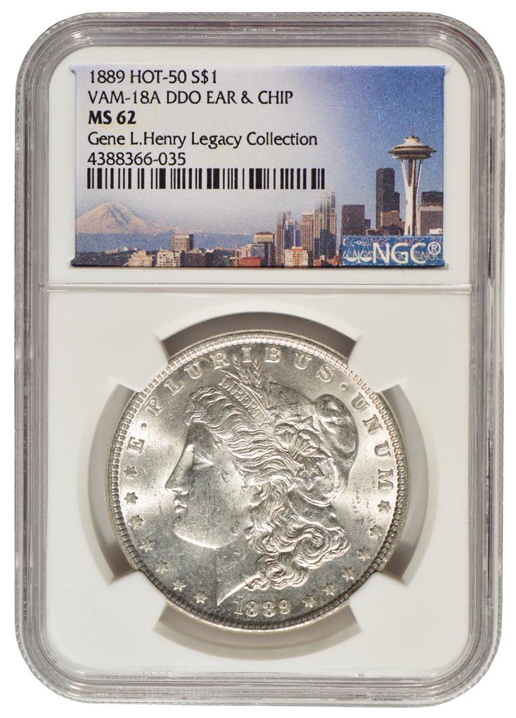 1889 $1 Morgan Silver Dollar Coin NGC MS62: One 1889 $1 Morgan Silver Dollar Coin NGC MS62.