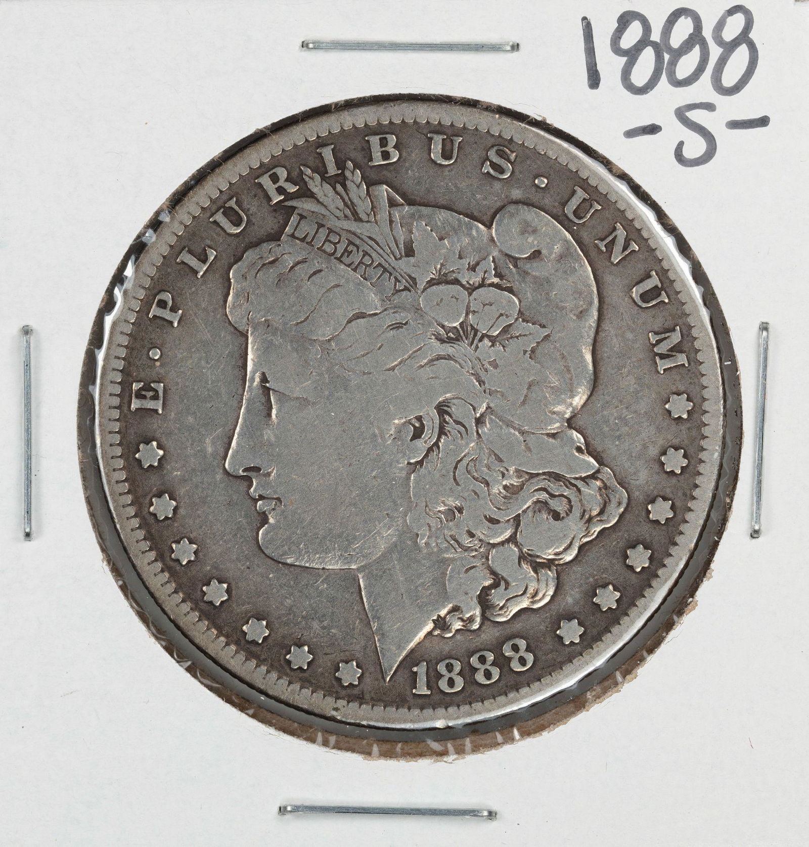 1888-S $1 Morgan Silver Dollar Coin: One 1888-S $1 Morgan Silver Dollar Coin.