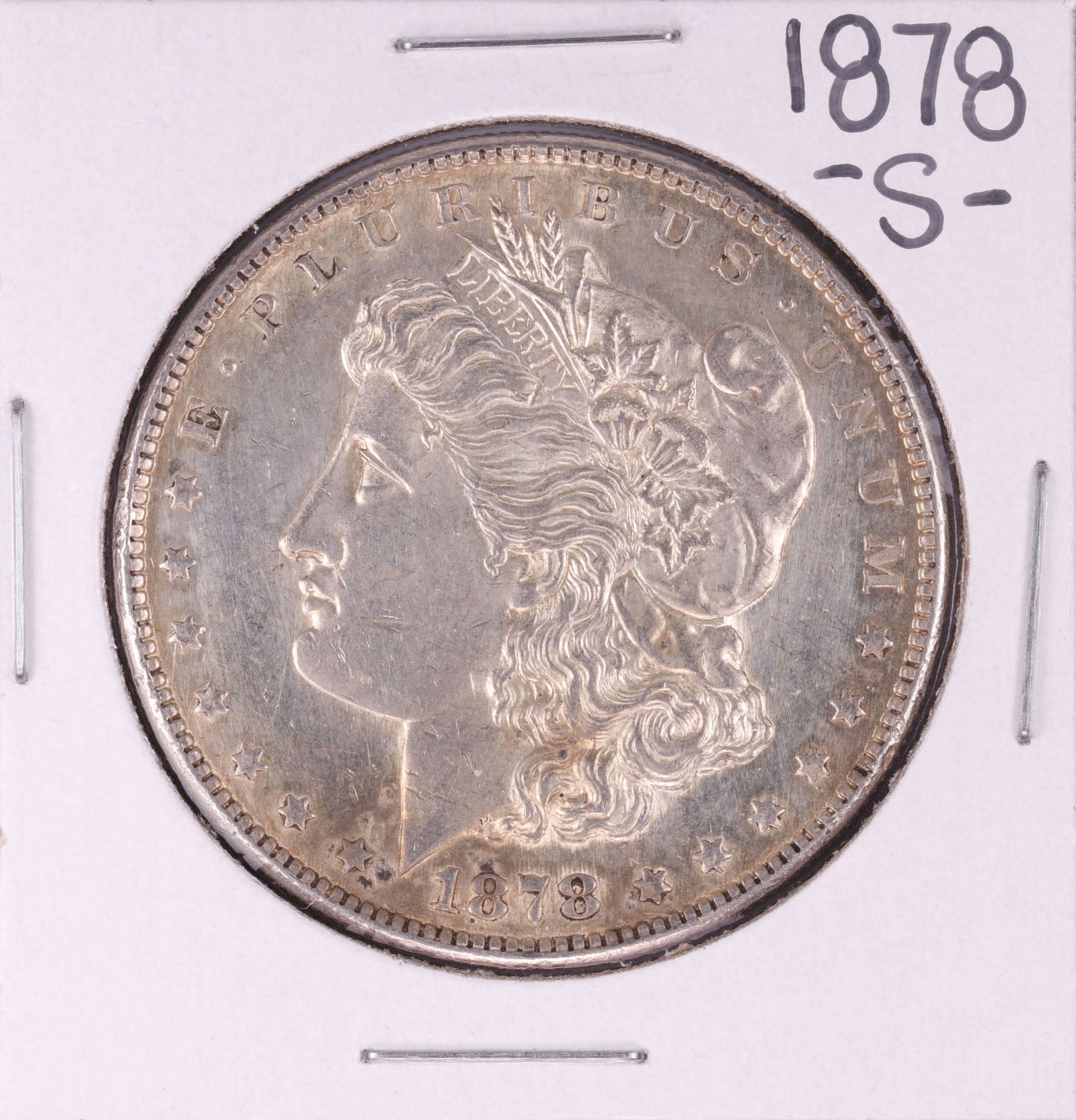 1878-S $1 Morgan Silver Dollar Coin: One 1878-S $1 Morgan Silver Dollar Coin.
