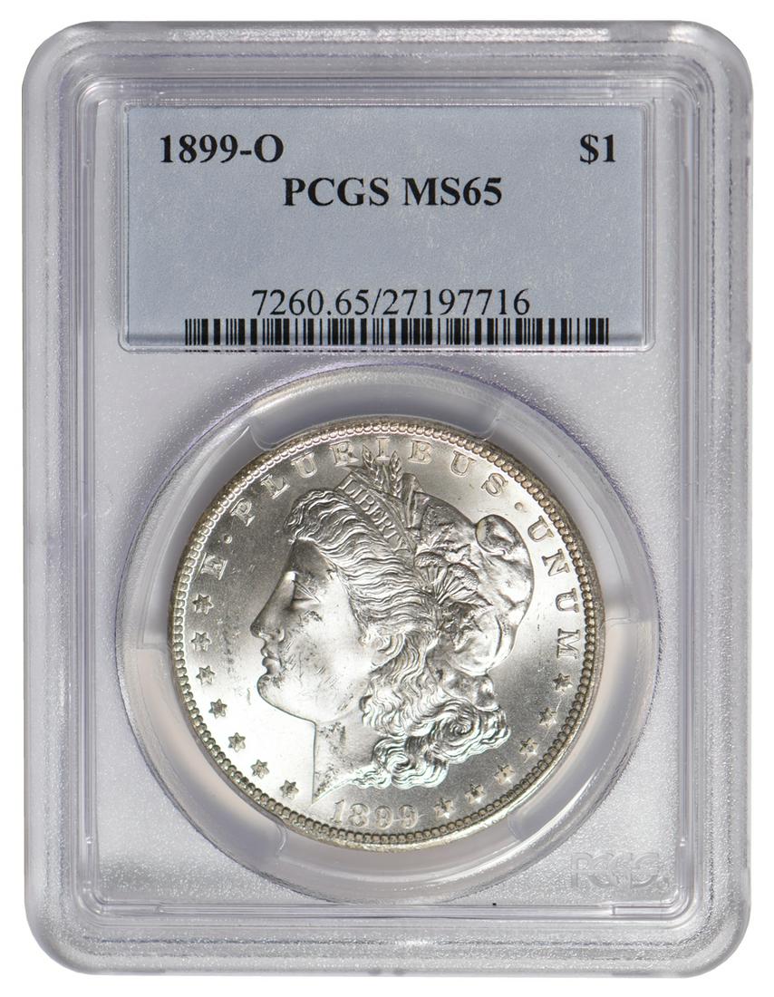 1899-O $1 Morgan Silver Dollar PCGS MS65: One 1899-O $1 Morgan Silver Dollar PCGS MS65.